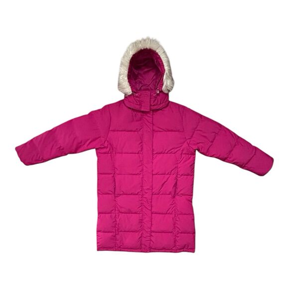 Vintage L.L. Bean Women’s Goose Down Quilted Parka Purple Faux Fur Hood Jacket L - Picture 1 of 7
